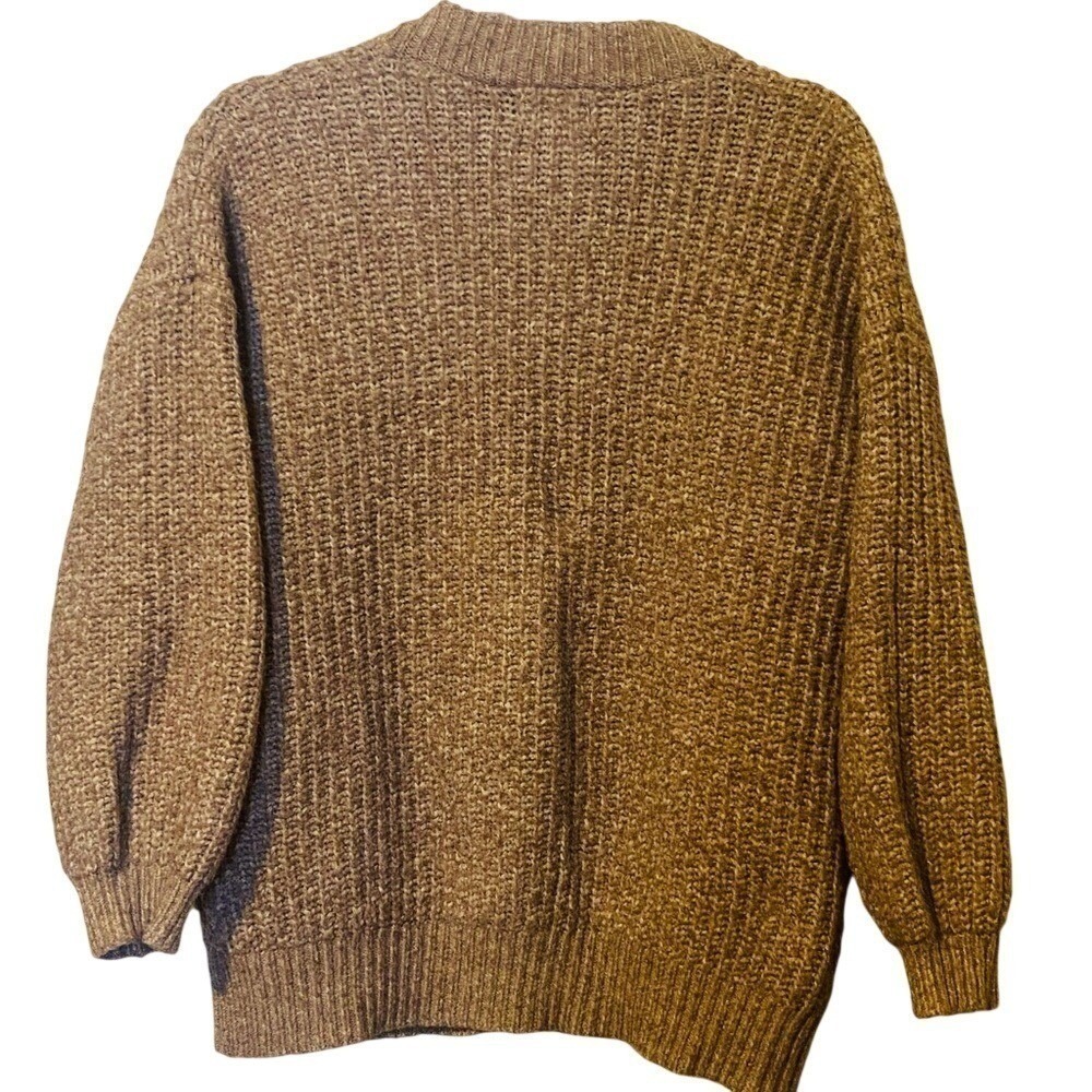 Universal Thread Brown/Tan Long Sleeve Button Up Oversized Chunky Knit Sweater - Picture 3 of 9